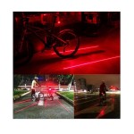 Bicycle taillight, with 5 leds and 2 laser beams, red color, red laser